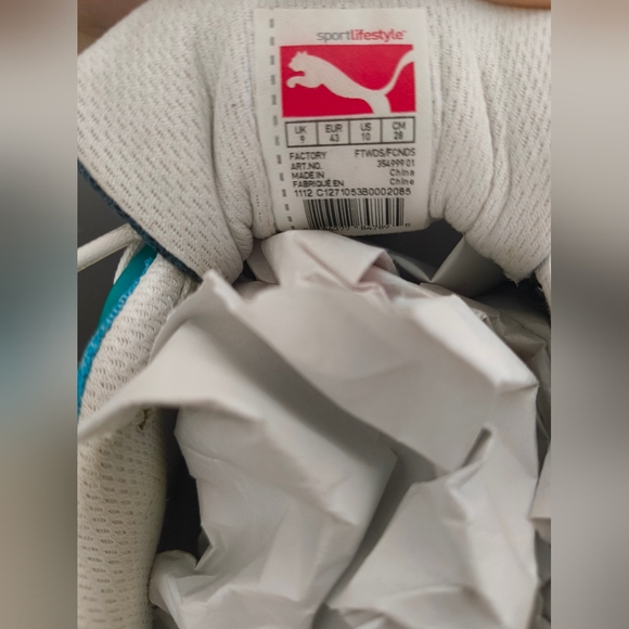 Puma Teal, Gray & White Men's Athletic Sneakers - Picture 5 of 6